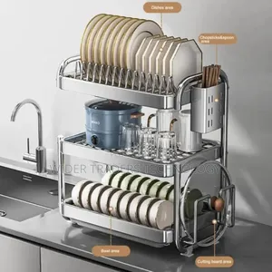 201ss Material 3-Tier Kitchen Chrome Plated Dish Rack