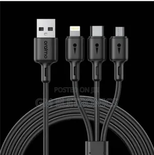Oraimo OCD-X93 3-in-1 Data Cable - 3A, 1.2M, Black .
