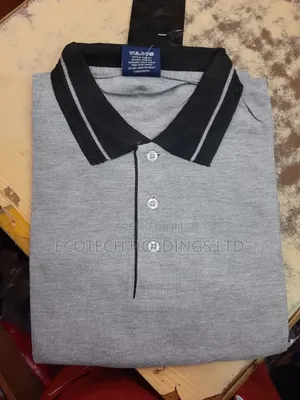 Grey Polo T Shirt With Black Collar Stripped Grey Jf4ex