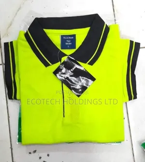 Polo T Shirt With Black Stripped Green Collar Km5rf
