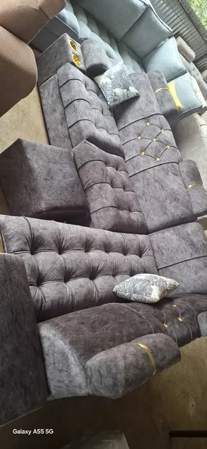 Grey Sofa With Golden Handles