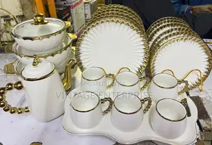 27pcs Dinner Set Gold Ring