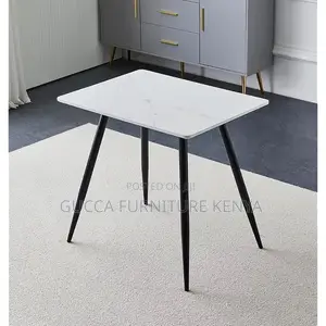 Dining Tables:White Marble Dining Table With Black Metal Leg