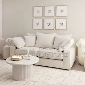 Modern White 3 Seater Pillows Sofa