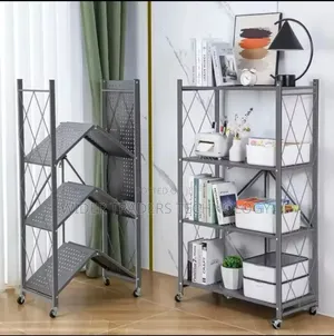 *4-Tier Foldable Multipurpose Rack With Shelves Wheels