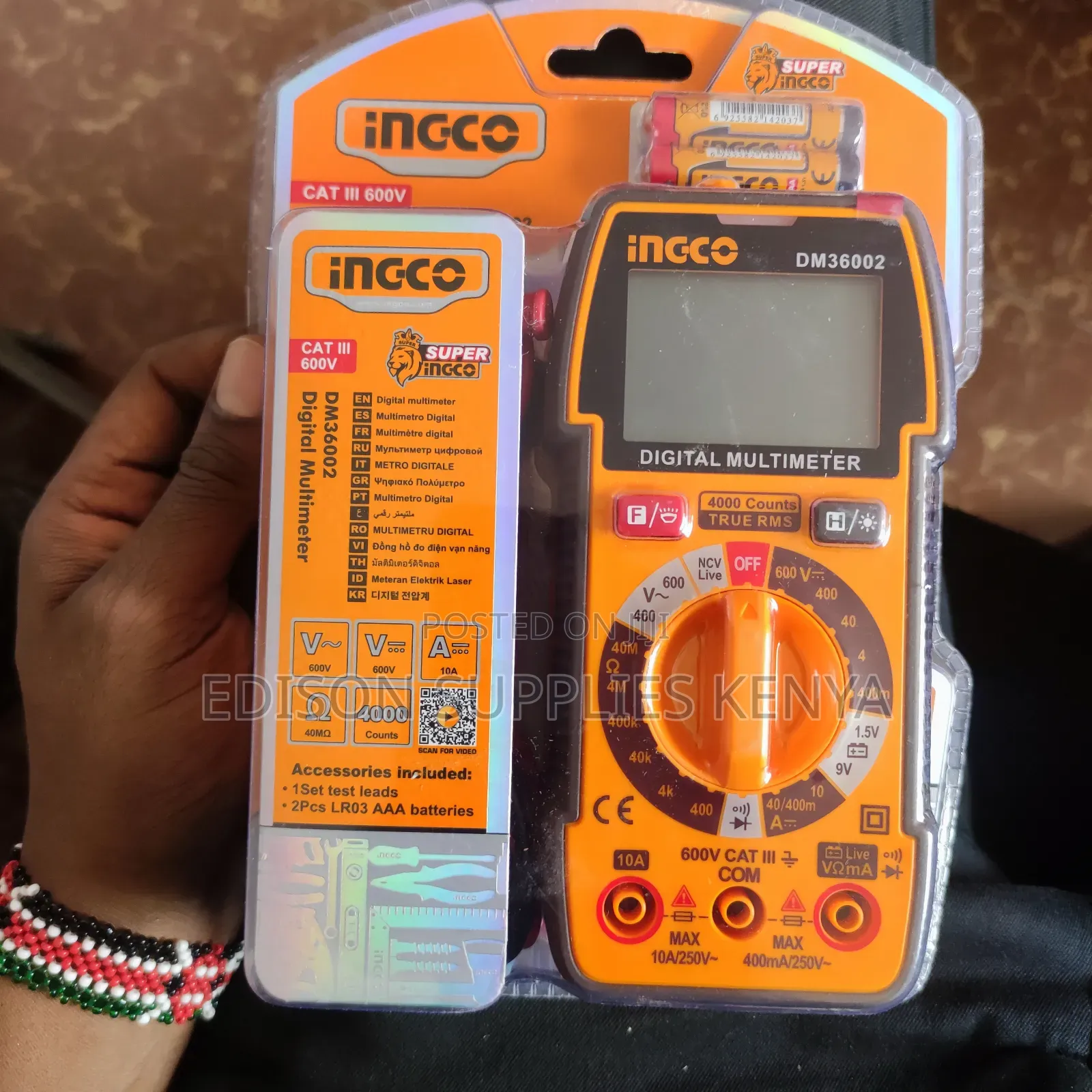 Ingco Digital Multimeter 600v True RMS 4000 Count Cat Iii