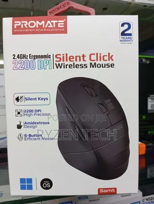 Promate Ergonomic Silent Wireless Mouse/ Ergonomic Mouse