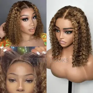 Honey Blonde Human Hair Wig Highlight Hair + Free Gift