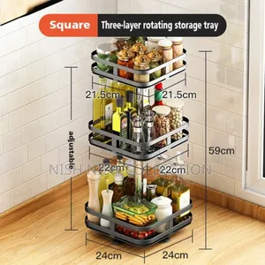 3 Tier Rotating Spice Jar Glass Organizer