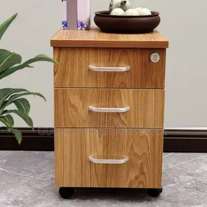 Cabinets:Pedestal Natural Finish Vertical Storage Cabinet