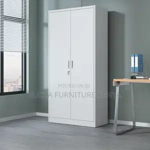 Cabinets: White Trendy Steel 2-Full Door Storage Cabinet