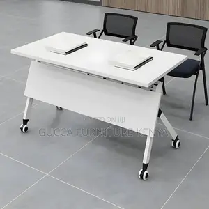 Office Tables:120cm Sleek White Wood Foldable Office Table