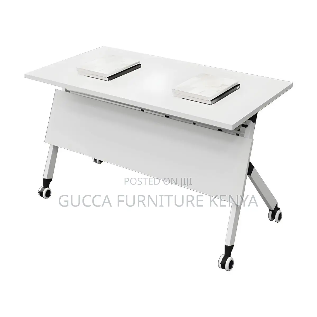 Office Tables:120cm Sleek White Wood Foldable Office Table