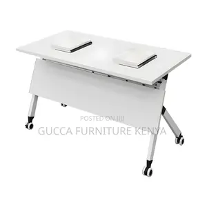 Office Tables:120cm Sleek White Wood Foldable Office Table