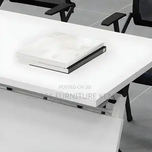 Office Tables:120cm Sleek White Wood Foldable Office Table