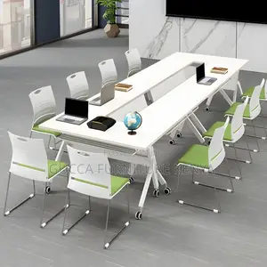 Office Tables:120cm Sleek White Wood Foldable Office Table