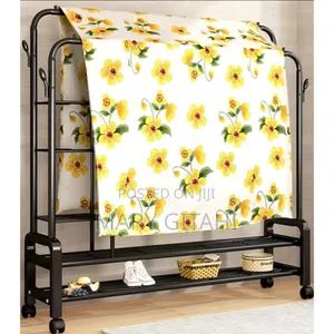 Double Layer Garment Rack Floor Standing Clothes Hanger