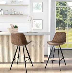 Home Chairs: Leather Padded Comfortable Footrest Barstool