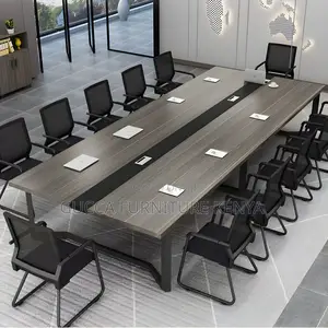Office Tables:2400mm Glossy Black Office Conference Table