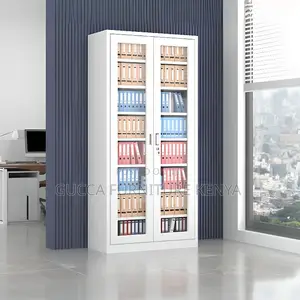 Cabinets:2-Glass Door Storage Cabinet With Changeable Shelf