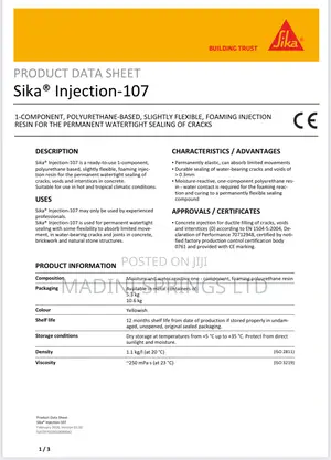 Sika Injection-107 for Permanent Watertight Sealing (5kgs)