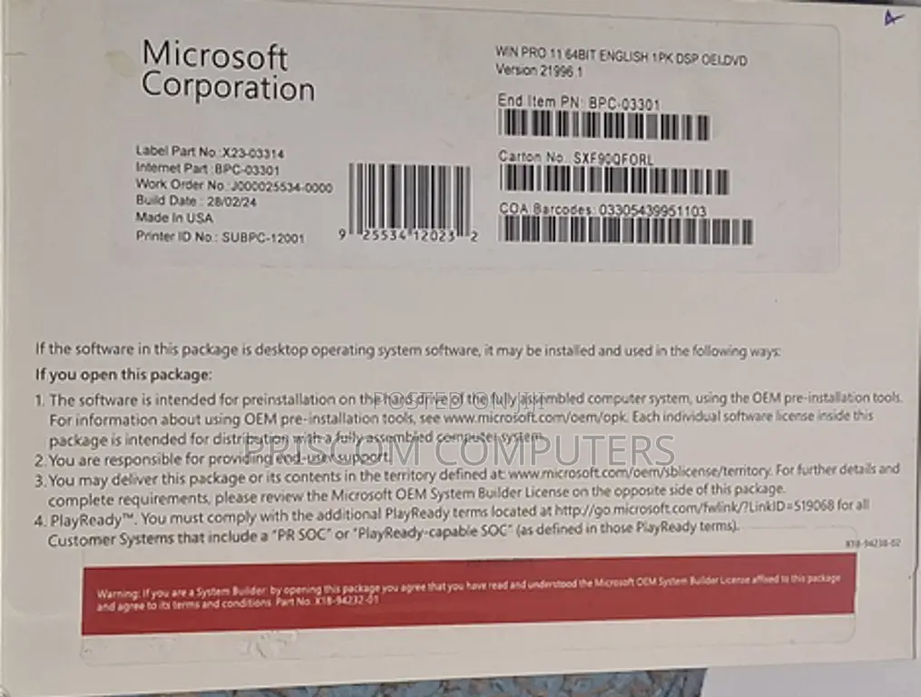 Microsoft Windows 11 Pro (PC) 32/64 Bit License Key