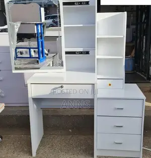 White Dressing Table With Sliding Mirror