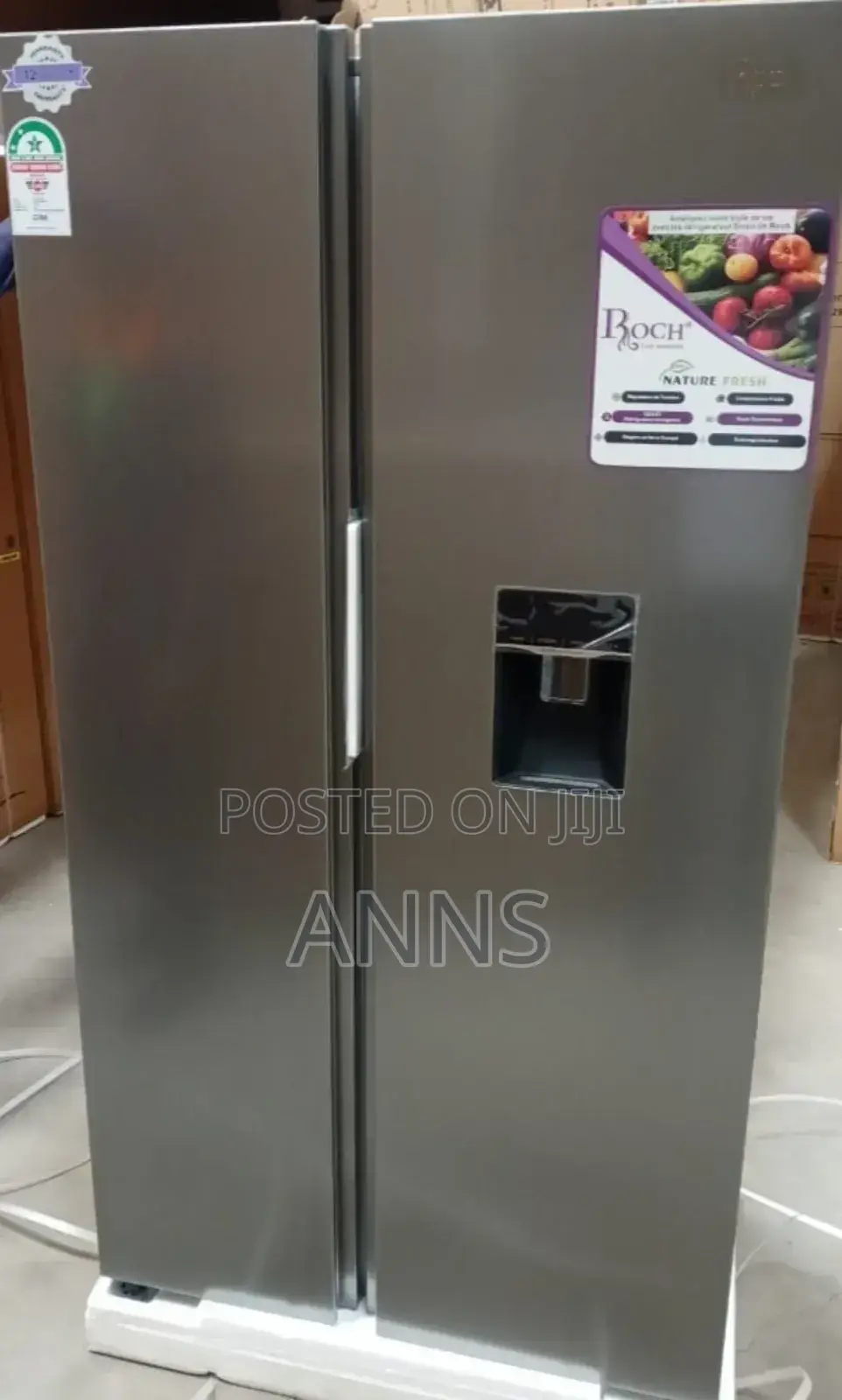 Roch Side by Side 439litres Grey Refrigerator
