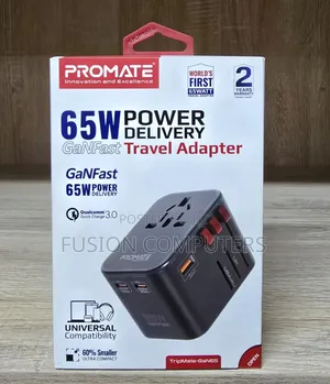Promate 65W Power Delivery Ganfasttm Travel Adapter