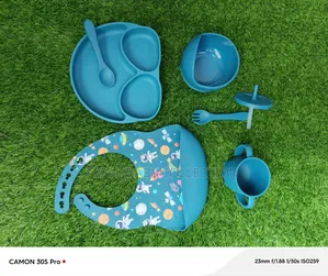 Complete Silicone Baby Feeding Set (6 Pieces) Blue