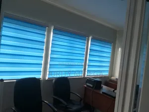 Blue Fabric Horizontal Blinders