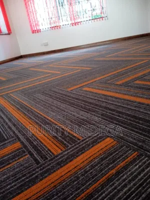 Orange Lined Carpet Tiles