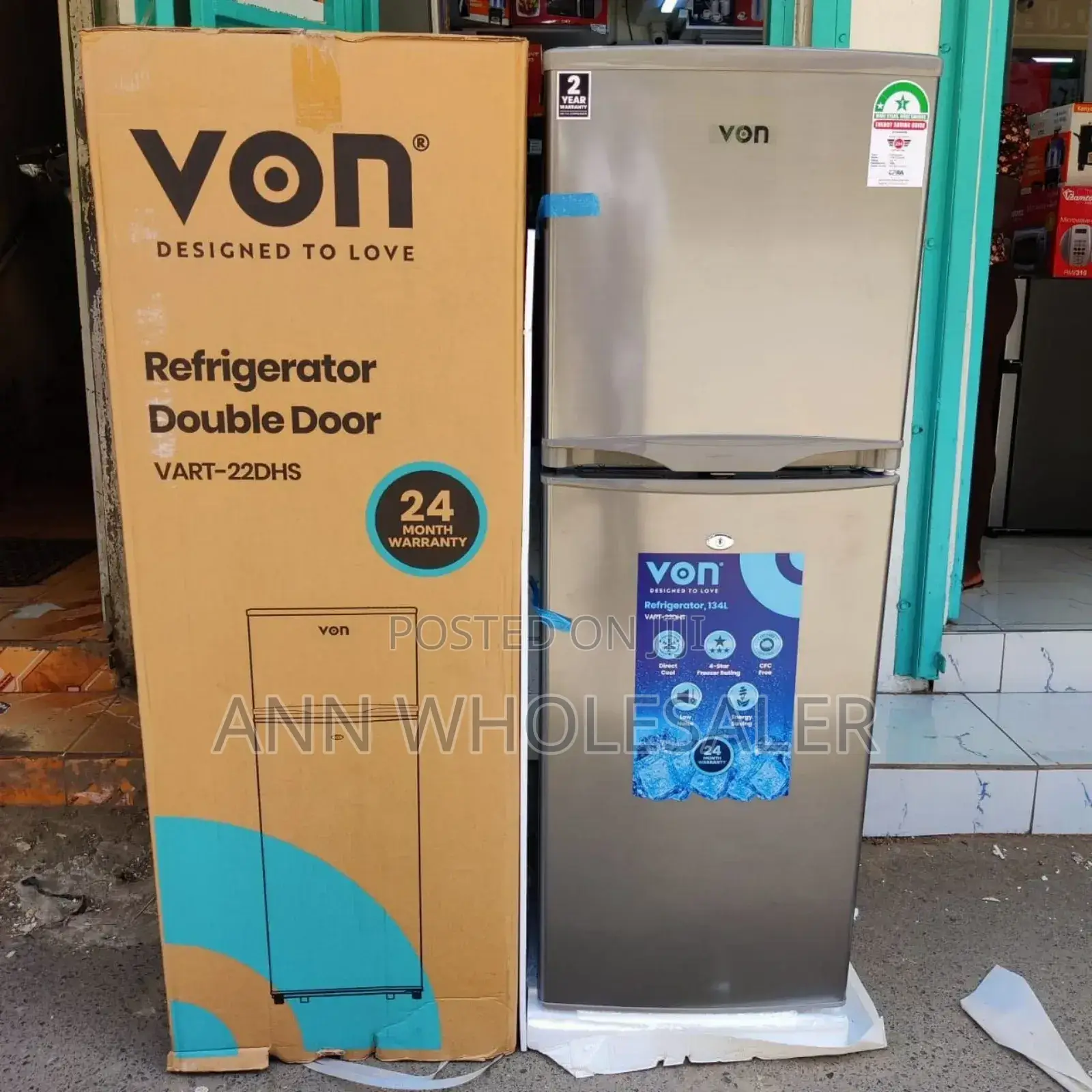 Von 138 Litres Double Door Fridge