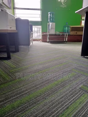 Green Lined Carpet Tiles With Grey Shade