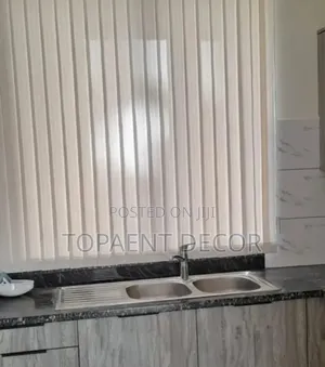 Beige Kitchen Window Vertical Curtain Blinds