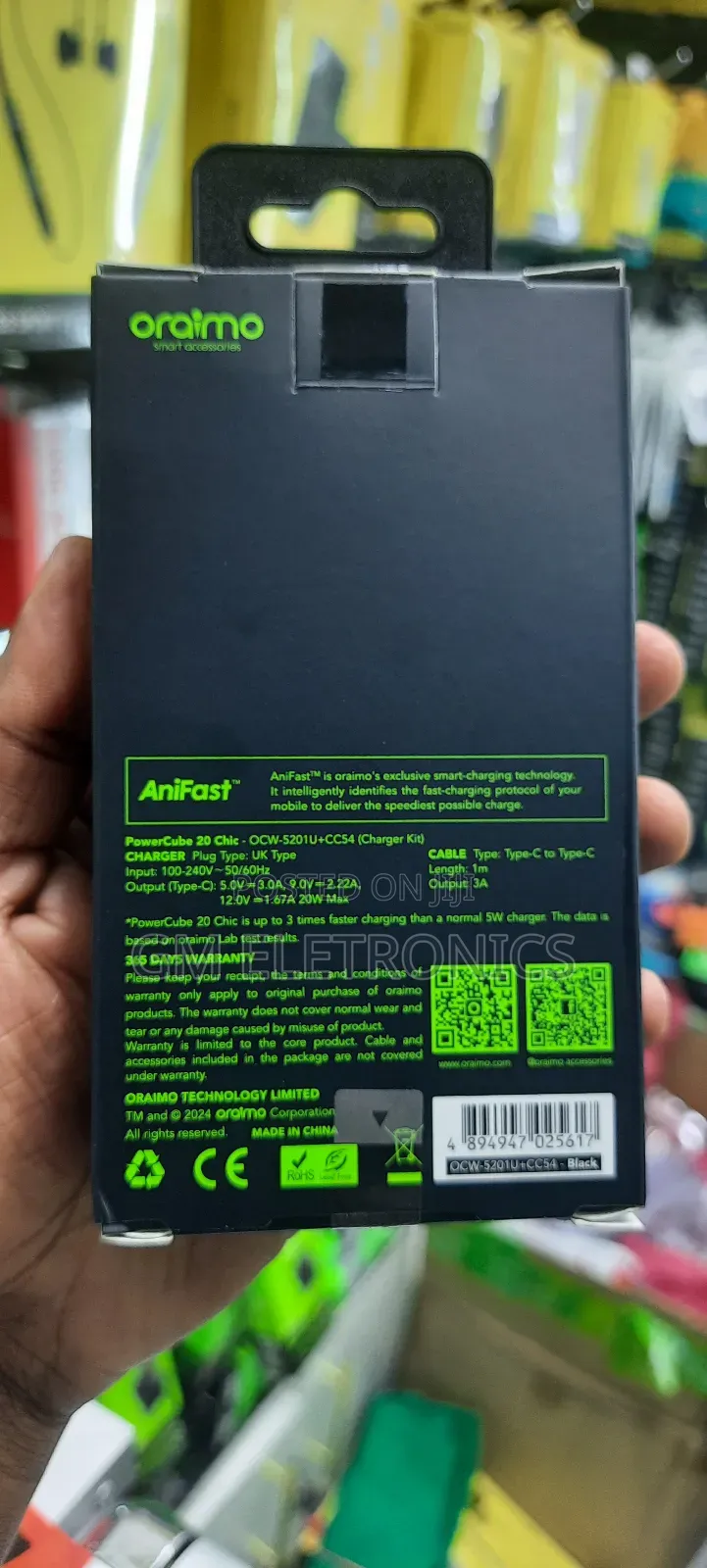 Oraimo Powercube 20 Chic 20w- Type-C to Type-C Cable