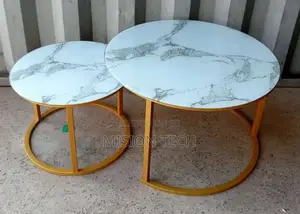 Marble Nesting Coffee Table (Glass Effect) White