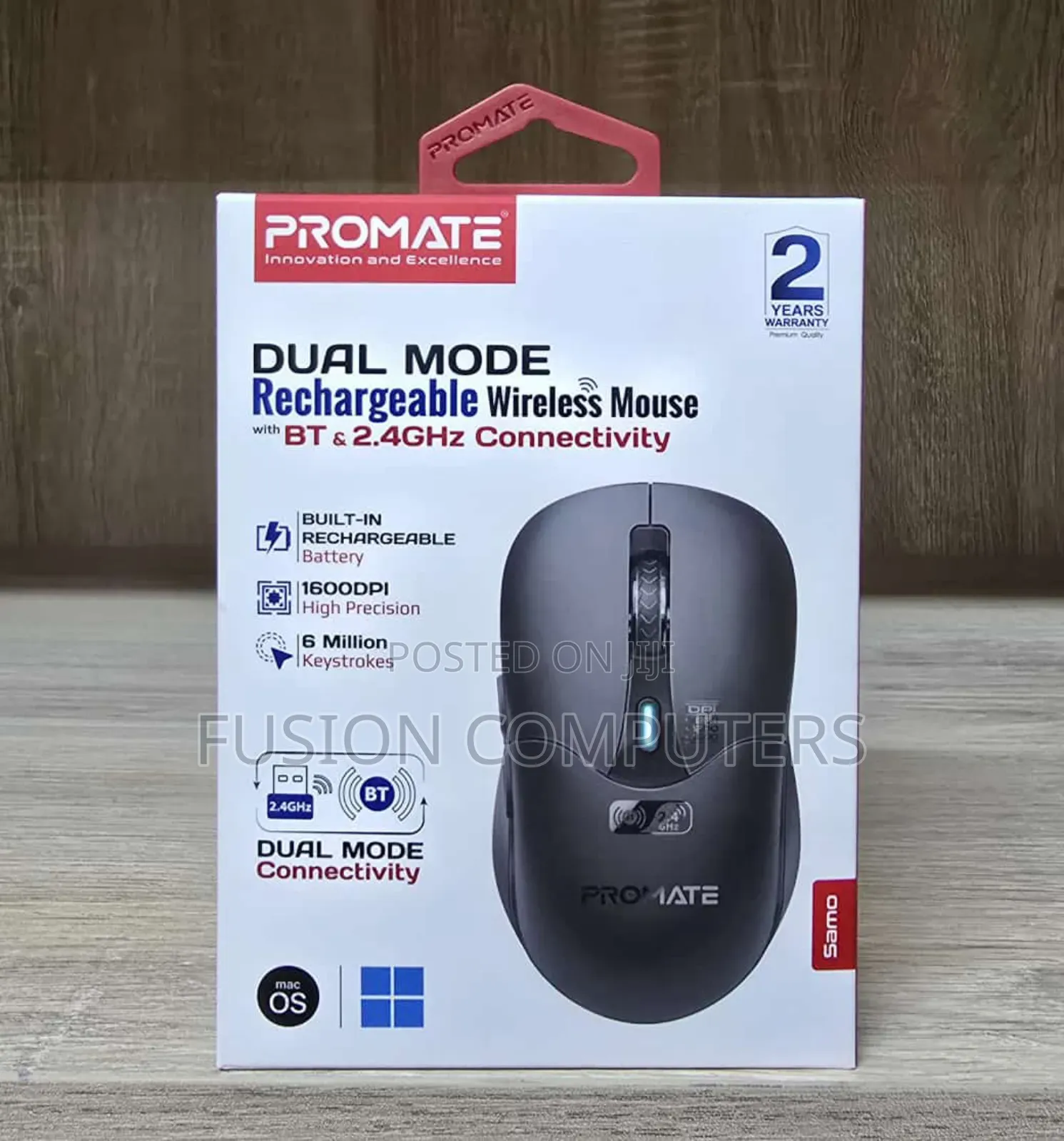 Promate Dual Mode Rechargeable Wireless Mouse Samo