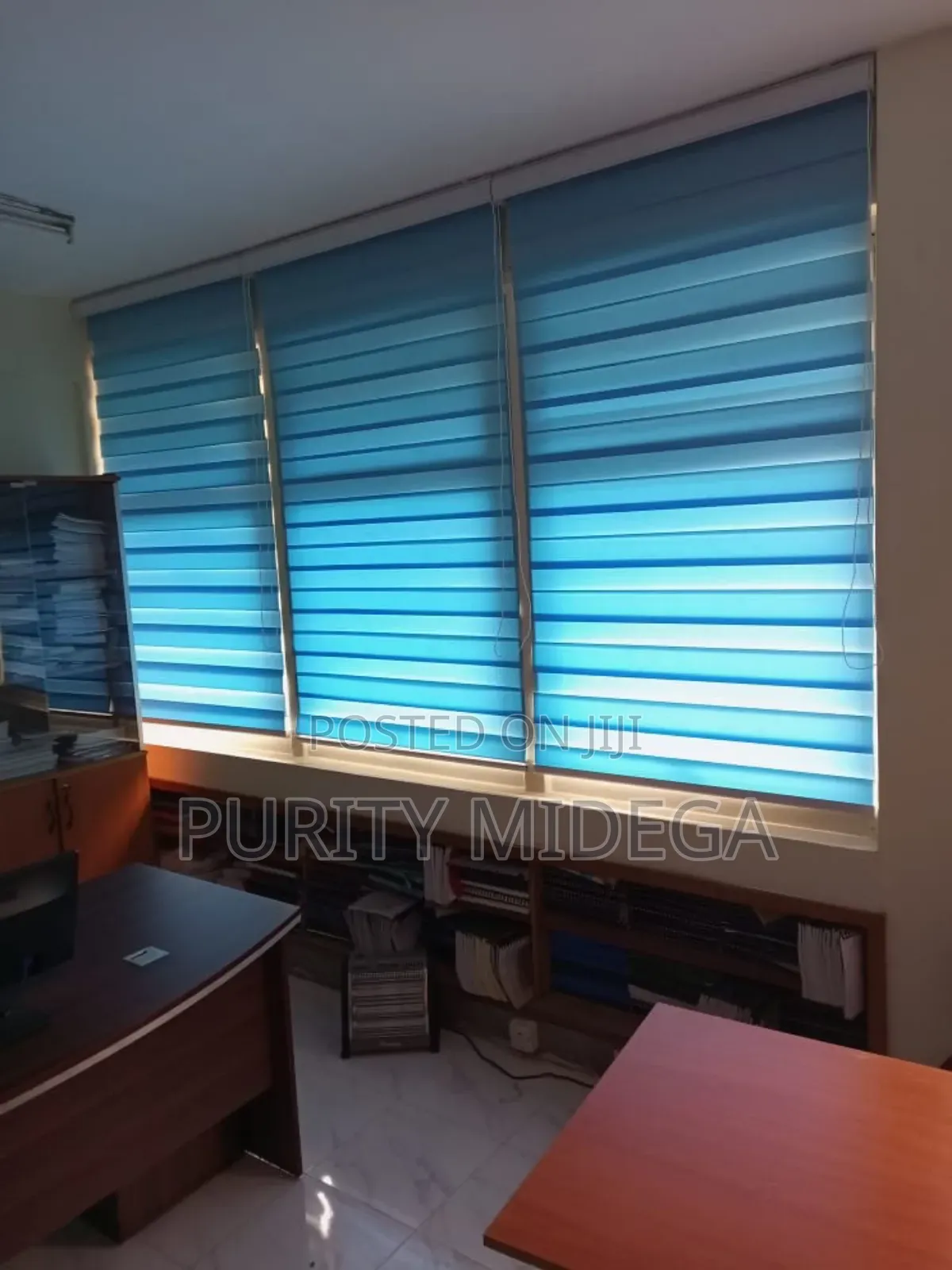 Customized Blue Sheer Roller Blinds