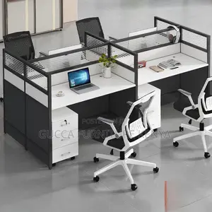 Workstations:4way Modular Modish Rectangle White Workstation