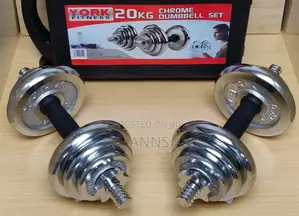 Chrome Silver 20kgs Adjustable Dumbells