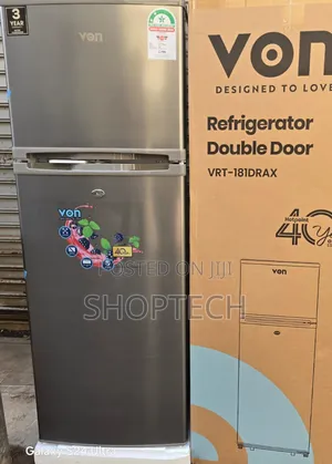 VON VRT-181DRAX Double Door Fridge 181 Liters Refrigerator
