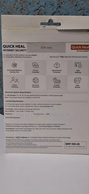 Quick Heal Internet Security; 2 Devices For 1 Year
