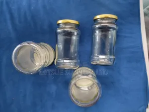 A Dozen 400ml Fudcor Glass/Spice Jars W/Gold Metallic Lids