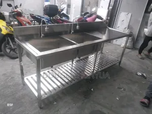 (Braced) Stainless Steel Heavy Duty Double Bowl Washing Sink