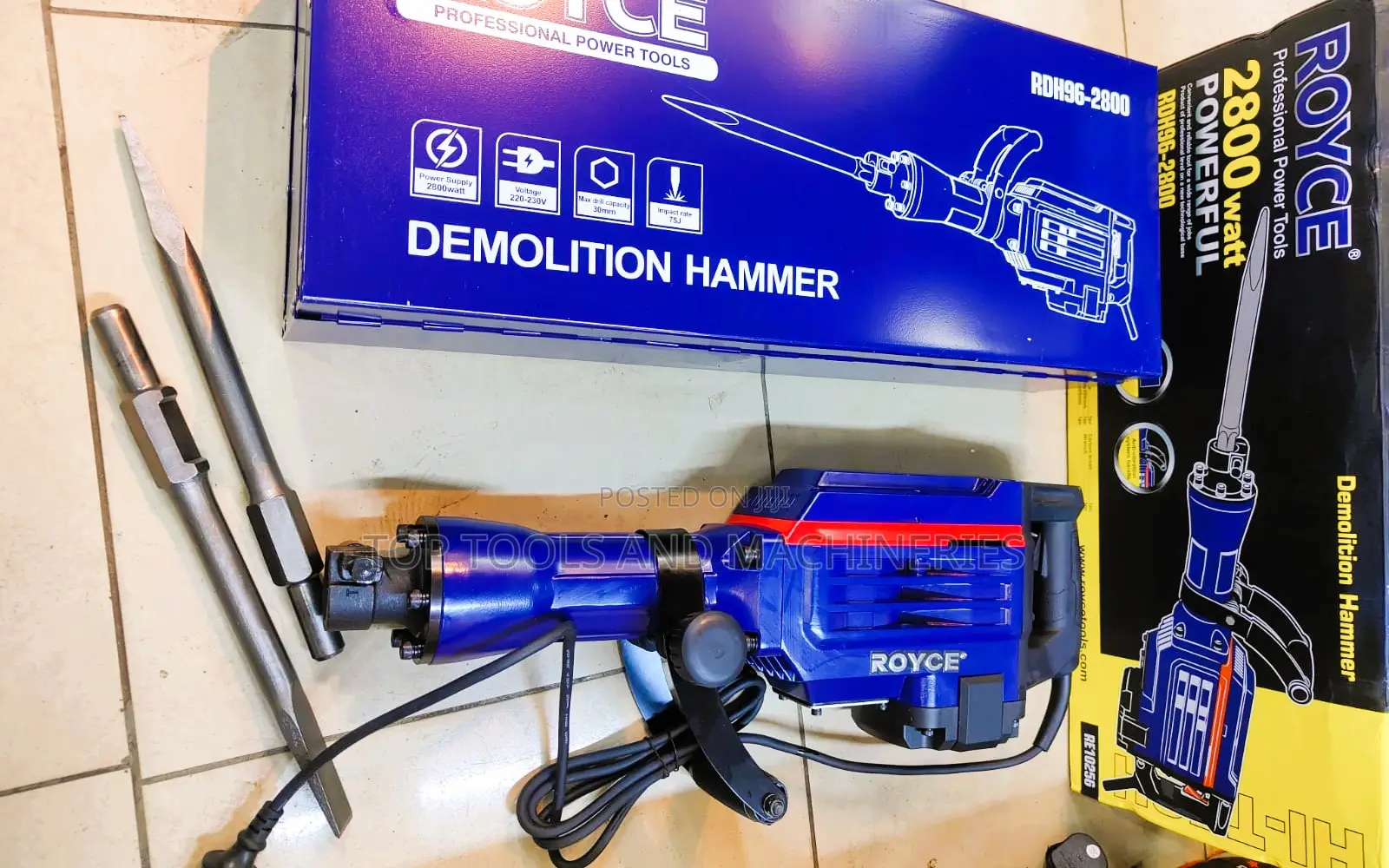 Royce Heavy Duty 2800 Watts Demolition Hammer With 2 Bits