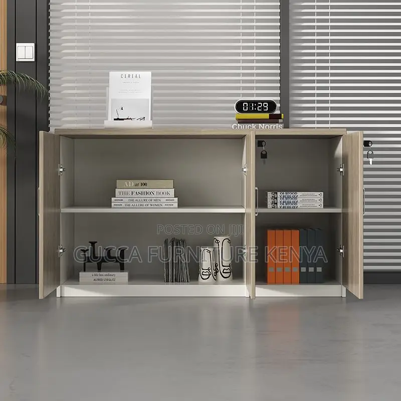 Cabinets:Grey Scratch Resistant Credenza Storage Cabinet