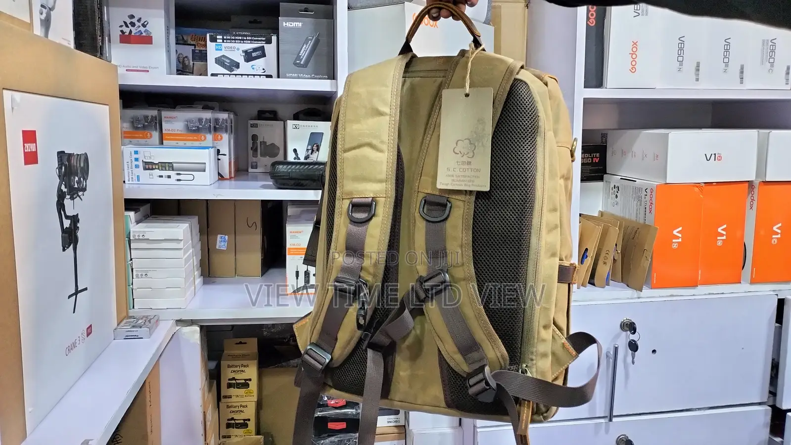 Waxed Canvas Leather Camera Bag Backpack 25L