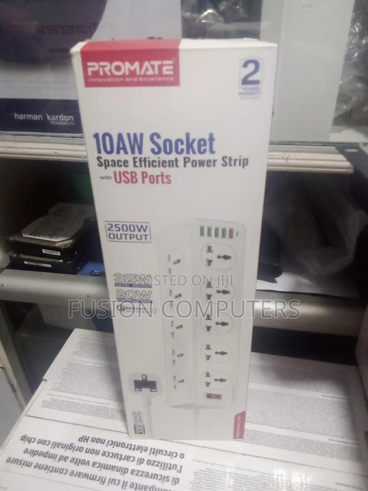 Promate10ac Socket Space Efficient Power Stripwithusbports