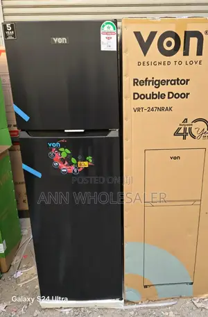 Black Von 247 Litres 2 Door Refrigerator v/NRF